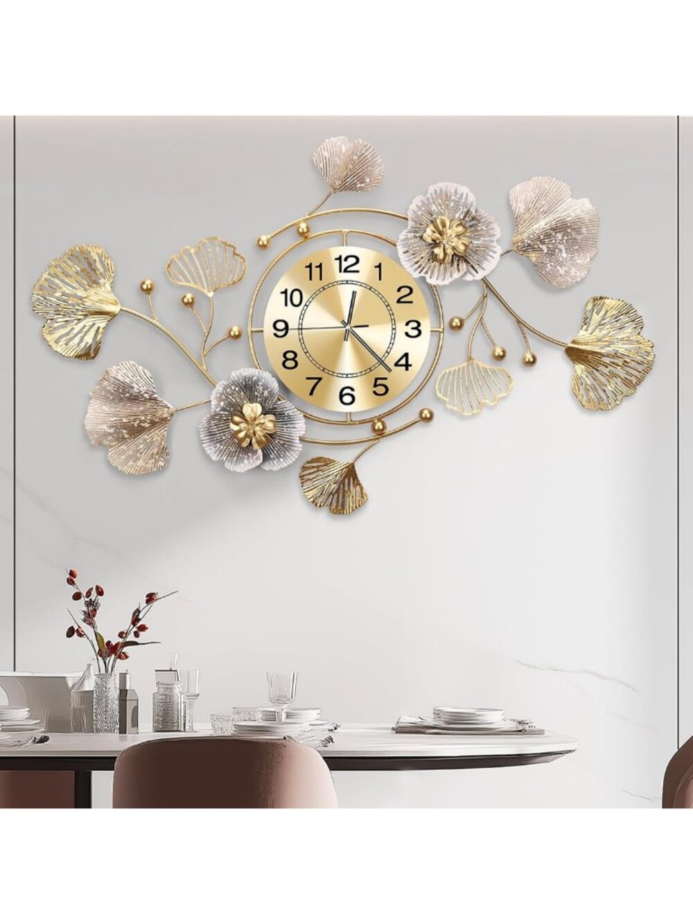 36" Modern Farmhouse Decorative Wall Clock - Large Metal Art for Home Decor
